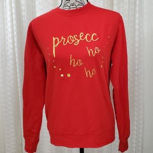 Ellie Ellie Christmas Holiday Sweater Prosecco Gold Lettering Size Small